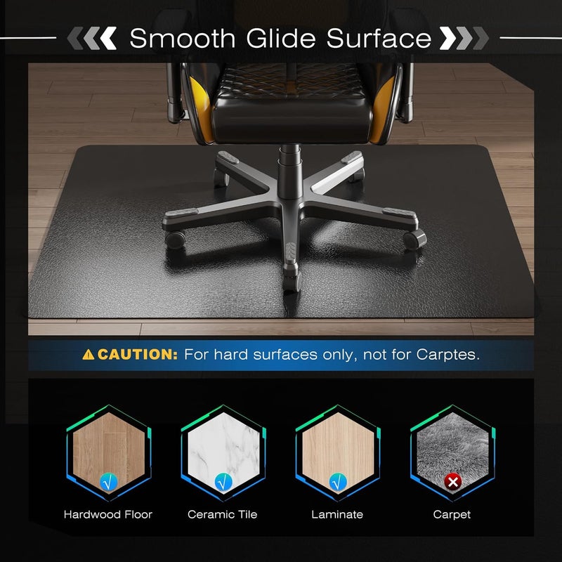 FUNMAT Chair Mat for Hardwood Floor, 60" x 50" Easy Glide Large Chair Mat for Rolling Chair, Anti-Slip Floor Protector Under Desk Mat, Vinyl Floor Mat for Gaming Room Home Office, Black - Image 4